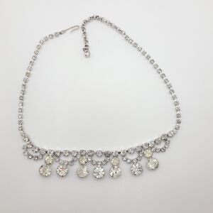 Silver Crystal Vintage Necklace Choker